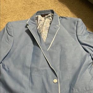 Light Blue Blazer with White Trim